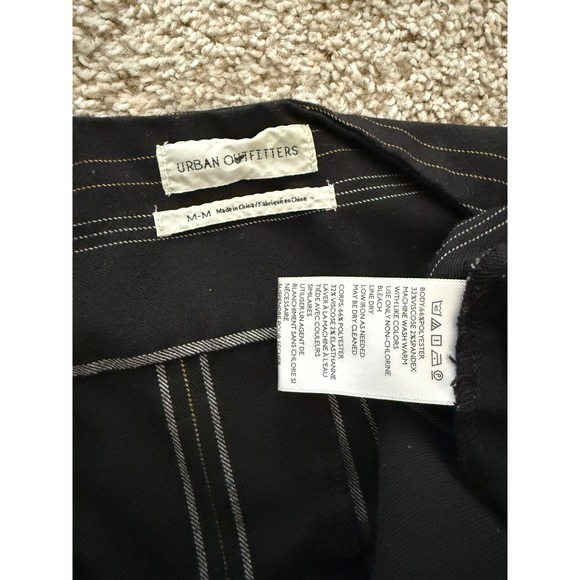 Urban Outfitters Striped Jumpsuit‎ Black Wide Leg Billie Suspender Overall sz M - Picture 5 of 9